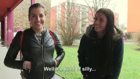 Euro Chick Flashes Ass For Cash