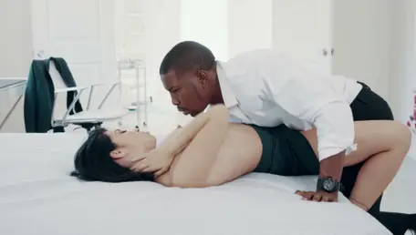 Brunette Invites Black Bartender For Hard Sex