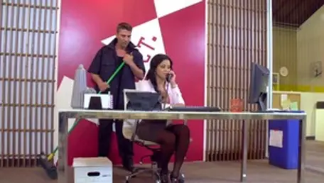 Big Tits at Work: Mary Jean is a large tits janitor
